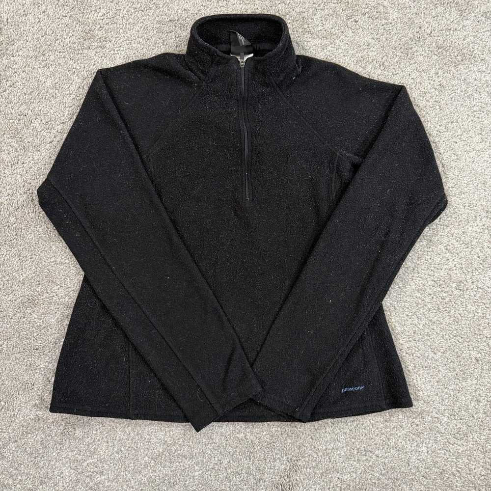 Patagonia Capilene‎ Fleece 1/4 Zip Pullover M Black Lightweight Outdoor Layer